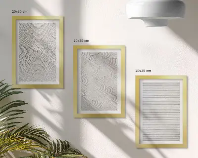 Juego de 3 cuadros decorativos con patrones geométricos modernos en cartón