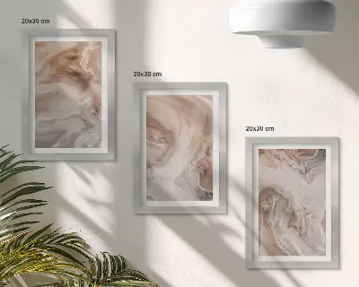 Tríptico enmarcado de texturas de piedra con patrones abstractos de mármol