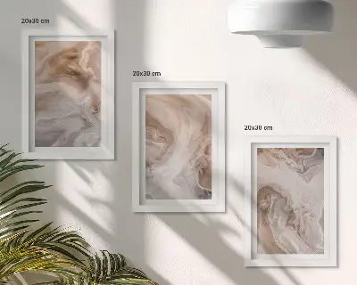Tríptico enmarcado de texturas de piedra con patrones abstractos de mármol