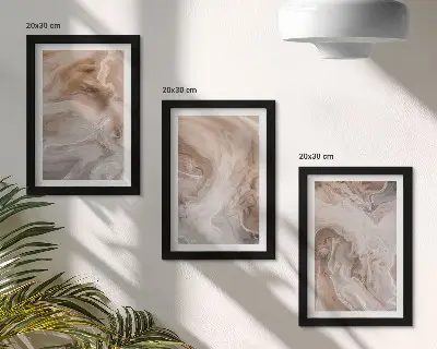 Tríptico enmarcado de texturas de piedra con patrones abstractos de mármol