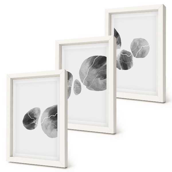 Juego de 3 cuadros decorativos Pintura abstracta minimalista con manchas de pintura
