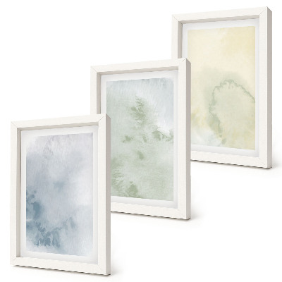Tríptico enmarcado Pinturas de acuarela en tonos pastel sobre textura de lienzo