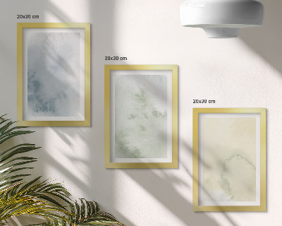 Tríptico enmarcado Pinturas de acuarela en tonos pastel sobre textura de lienzo