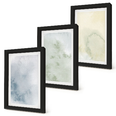 Tríptico enmarcado Pinturas de acuarela en tonos pastel sobre textura de lienzo