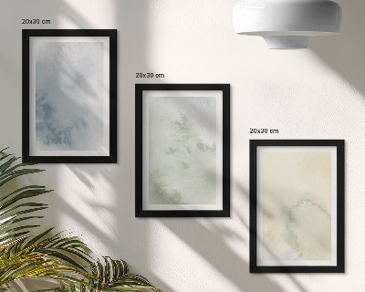 Tríptico enmarcado Pinturas de acuarela en tonos pastel sobre textura de lienzo