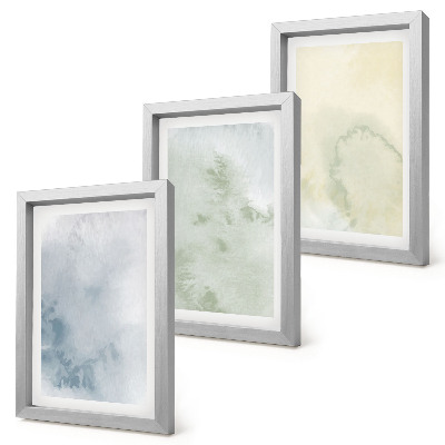 Tríptico enmarcado Pinturas de acuarela en tonos pastel sobre textura de lienzo