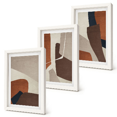 Juego de 3 cuadros decorativos Abstracción de formas estructurales en un estilo moderno.