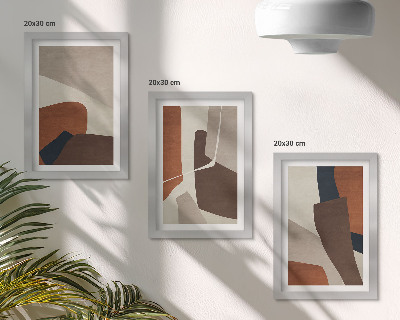 Juego de 3 cuadros decorativos Abstracción de formas estructurales en un estilo moderno.