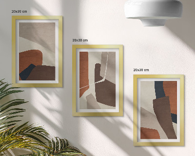 Juego de 3 cuadros decorativos Abstracción de formas estructurales en un estilo moderno.