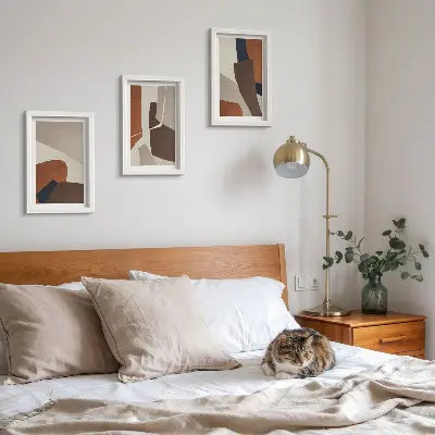 Juego de 3 cuadros decorativos con diseño de abstracción de formas estructurales en estilo moderno