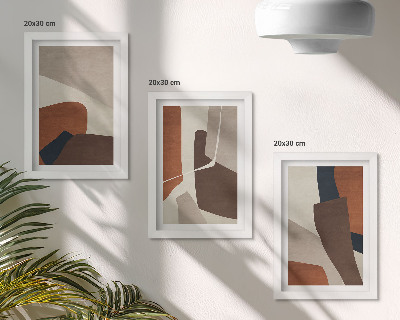 Juego de 3 cuadros decorativos Abstracción de formas estructurales en un estilo moderno.