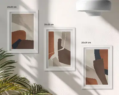 Juego de 3 cuadros decorativos con diseño de abstracción de formas estructurales en estilo moderno