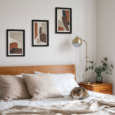 Juego de 3 cuadros decorativos Abstracción de formas estructurales en un estilo moderno.