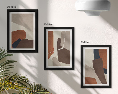 Juego de 3 cuadros decorativos Abstracción de formas estructurales en un estilo moderno.