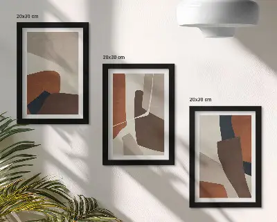 Juego de 3 cuadros decorativos con diseño de abstracción de formas estructurales en estilo moderno