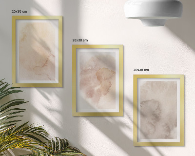 Juego de 3 cuadros decorativos Acuarelas cálidas sobre lienzo con texturas pastel.