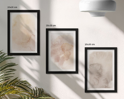Juego de 3 cuadros decorativos Acuarelas cálidas sobre lienzo con texturas pastel.