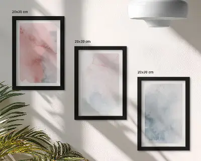 Juego de 3 cuadros decorativos con acuarelas en tonos pastel sobre lienzo de texturas coloridas
