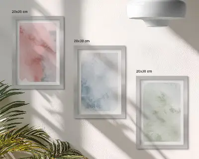 Tríptico enmarcado estructuras en tonos pastel con acuarelas coloridas sobre lienzo