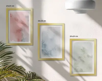 Tríptico enmarcado estructuras en tonos pastel con acuarelas coloridas sobre lienzo