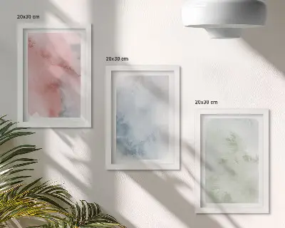 Tríptico enmarcado estructuras en tonos pastel con acuarelas coloridas sobre lienzo