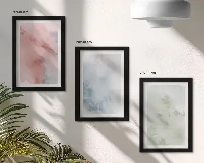 Tríptico enmarcado estructuras en tonos pastel con acuarelas coloridas sobre lienzo
