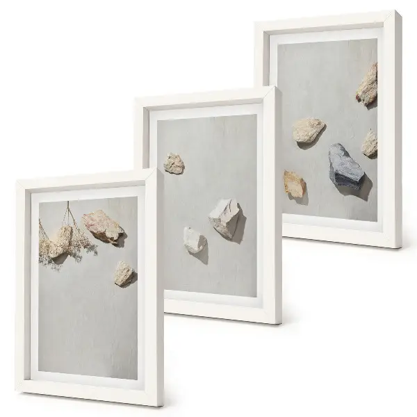 Juego de 3 cuadros decorativos con diseño minimalista de piedras de playa estilo boho