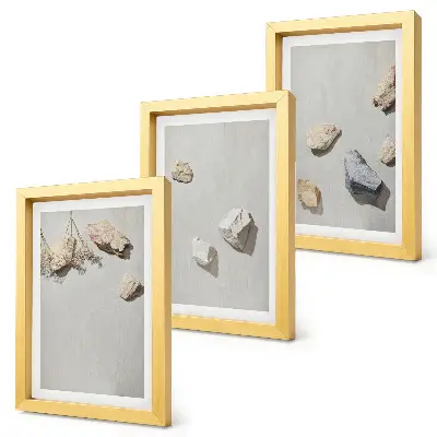 Juego de 3 cuadros decorativos con diseño minimalista de piedras de playa estilo boho