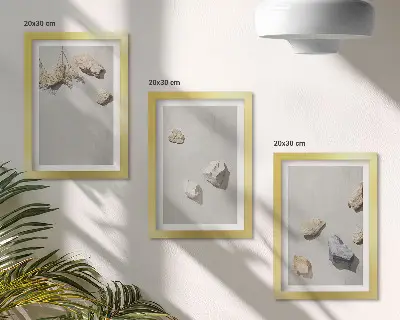 Juego de 3 cuadros decorativos con diseño minimalista de piedras de playa estilo boho