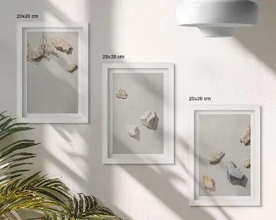 Juego de 3 cuadros decorativos con diseño minimalista de piedras de playa estilo boho