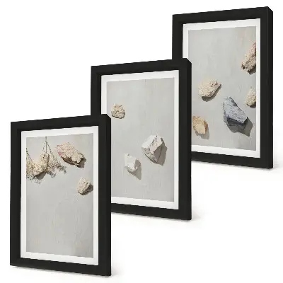 Juego de 3 cuadros decorativos con diseño minimalista de piedras de playa estilo boho