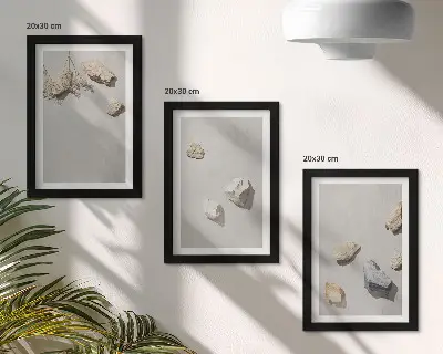 Juego de 3 cuadros decorativos con diseño minimalista de piedras de playa estilo boho
