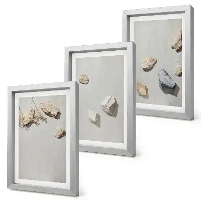 Juego de 3 cuadros decorativos con diseño minimalista de piedras de playa estilo boho