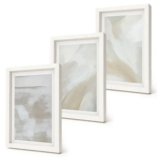 Juego de 3 cuadros decorativos con diseño de pinceladas abstractas sobre lienzo