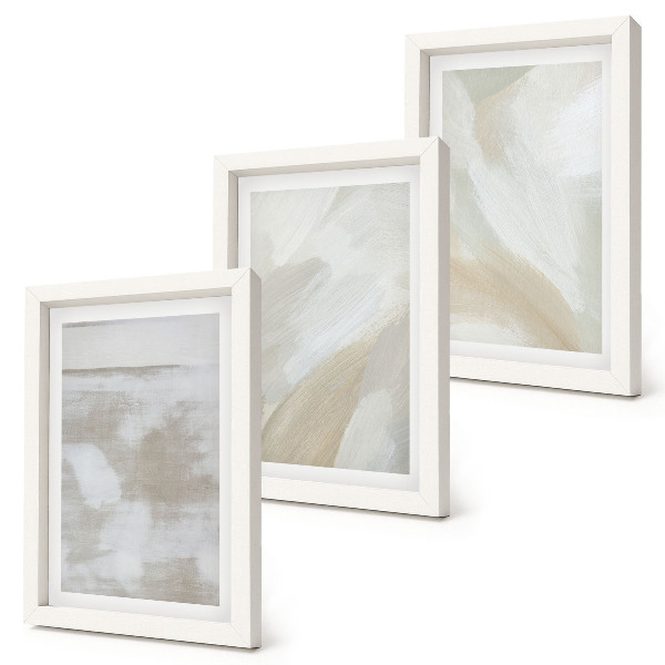 Juego de 3 cuadros decorativos Pinceladas abstractas sobre lienzo