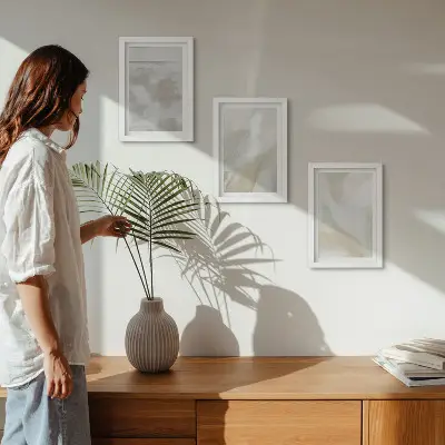 Juego de 3 cuadros decorativos con diseño de pinceladas abstractas sobre lienzo