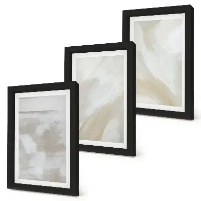 Juego de 3 cuadros decorativos con diseño de pinceladas abstractas sobre lienzo