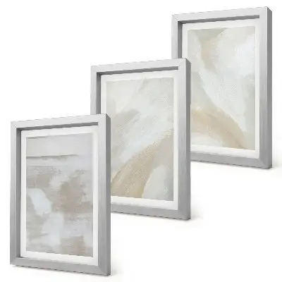 Juego de 3 cuadros decorativos con diseño de pinceladas abstractas sobre lienzo