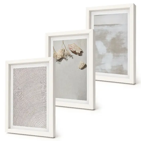 Juego de 3 cuadros decorativos con diseño de arena, piedras y textura desgastada al estilo boho