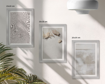 Juego de 3 cuadros decorativos Arena, piedras y textura desgastada al estilo boho