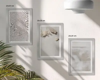 Juego de 3 cuadros decorativos con diseño de arena, piedras y textura desgastada al estilo boho