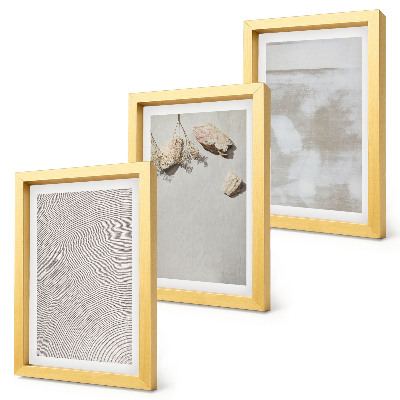 Juego de 3 cuadros decorativos Arena, piedras y textura desgastada al estilo boho