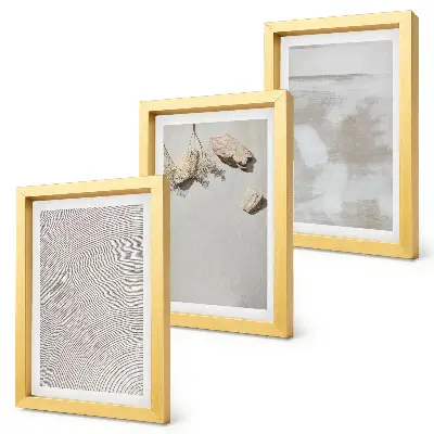 Juego de 3 cuadros decorativos con diseño de arena, piedras y textura desgastada al estilo boho