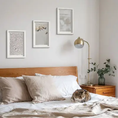 Juego de 3 cuadros decorativos con diseño de arena, piedras y textura desgastada al estilo boho