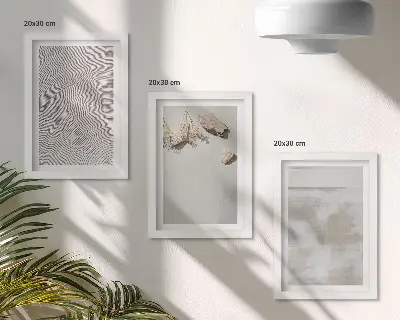 Juego de 3 cuadros decorativos con diseño de arena, piedras y textura desgastada al estilo boho