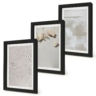 Juego de 3 cuadros decorativos con diseño de arena, piedras y textura desgastada al estilo boho