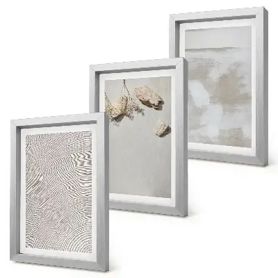 Juego de 3 cuadros decorativos con diseño de arena, piedras y textura desgastada al estilo boho