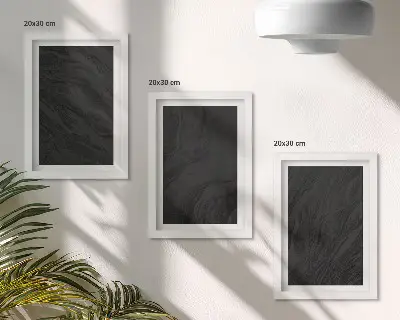 Tríptico enmarcado con texturas de mármol oscuro en estilo glamuroso