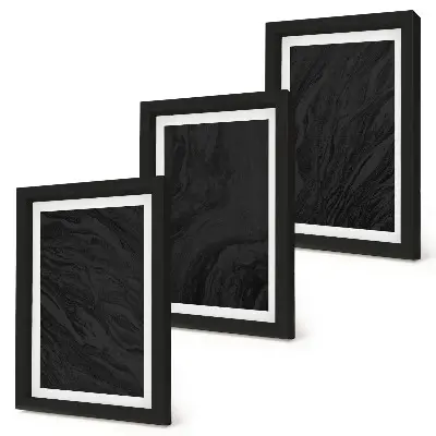 Tríptico enmarcado con texturas de mármol oscuro en estilo glamuroso