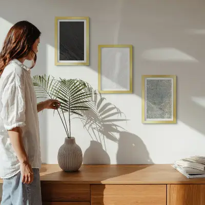 Juego de 3 cuadros decorativos con elegantes estructuras de piedra en diversos colores